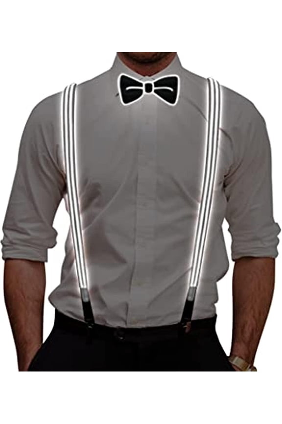 Mens Braces Suspenders Braces and Bow Tie Set Y Shaped With Strong Clips Adjustable Suspender Braces for Party Halloween