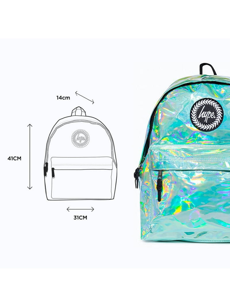 HYPE Mint Holographic Backpack, Unisex, Comfortable Padded Straps