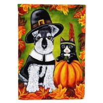 Carolines Treasures AMB1364CHF Thanksgiving Friends Schnauzer Flag Canvas House Size Large multicolor