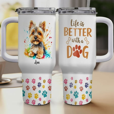 

Gift for Cairn Terrier Dog Lover Personalized 40 Oz Tumbler Gifts for Dog Dad Dog Mom Birthday Presents for Animal Lovers Custom Dog Name Tumbler Colorful Travel Coffee Cup