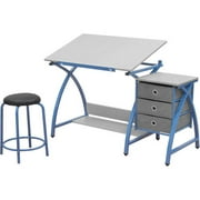 Studio Designs Comet 2-Piece Metal Drafting Table Set, Blue