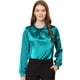 thumbnail image 1 of Allegra K Top De Satén Para Mujer, Camisa Fruncida, Blusas De Trabajo De Oficina De Manga Larga Océano azul XS, 1 of 5