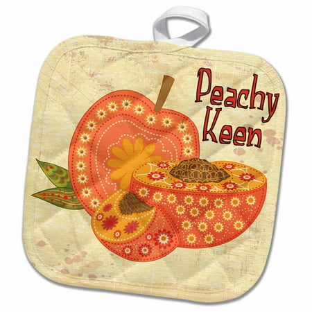 

3dRose Ornate Vintage Stylized Peachy Keen Peach Floral Fruit Illustration - Pot Holder 8 by 8-inch