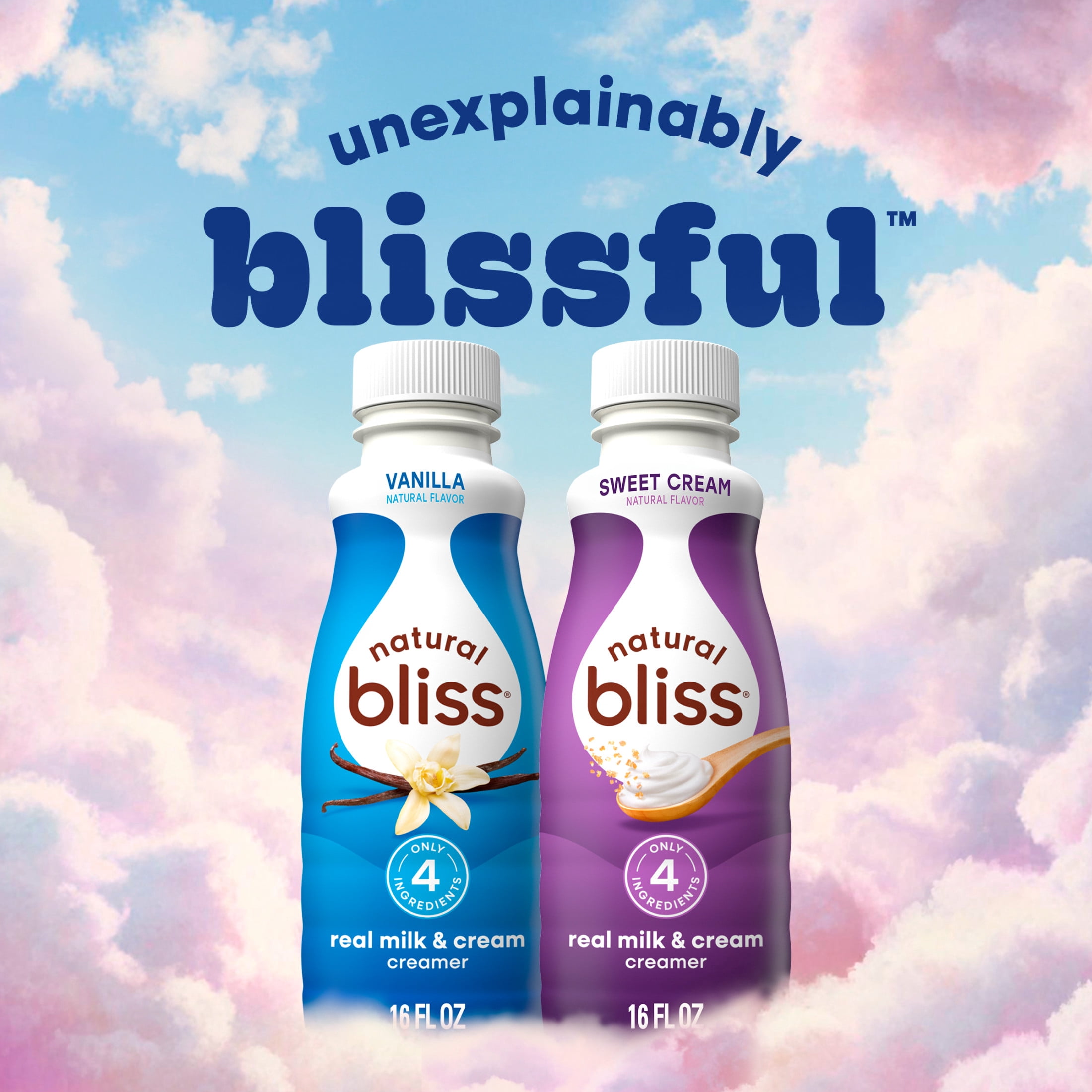 Natural Bliss Milk and Sweet Cream, Liquid Dairy Coffee Creamer, 16 fl oz​