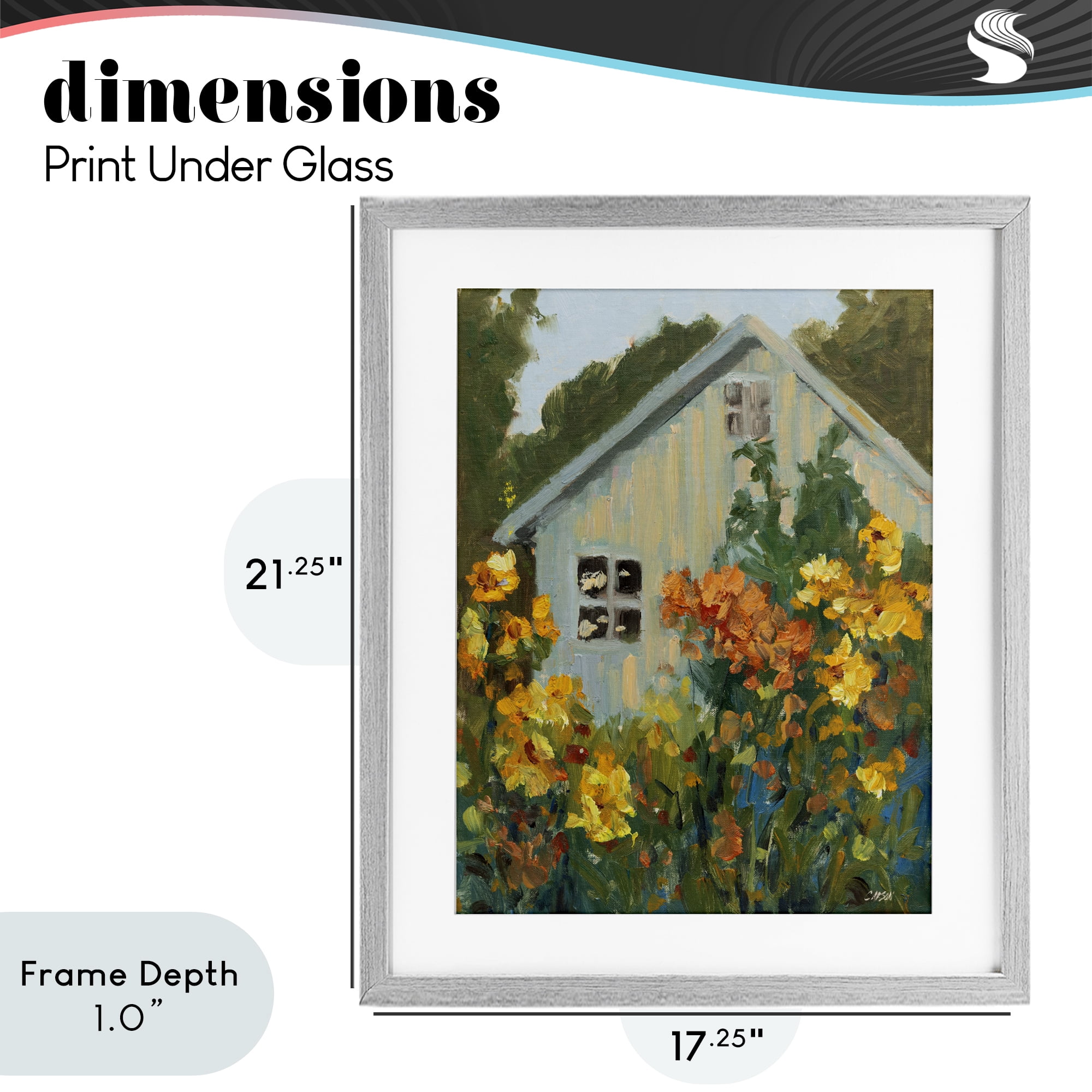 Stupell Industries Sunlit Cottage Garden View Gray Framed Print Under Glass, design by Carson Overstreet