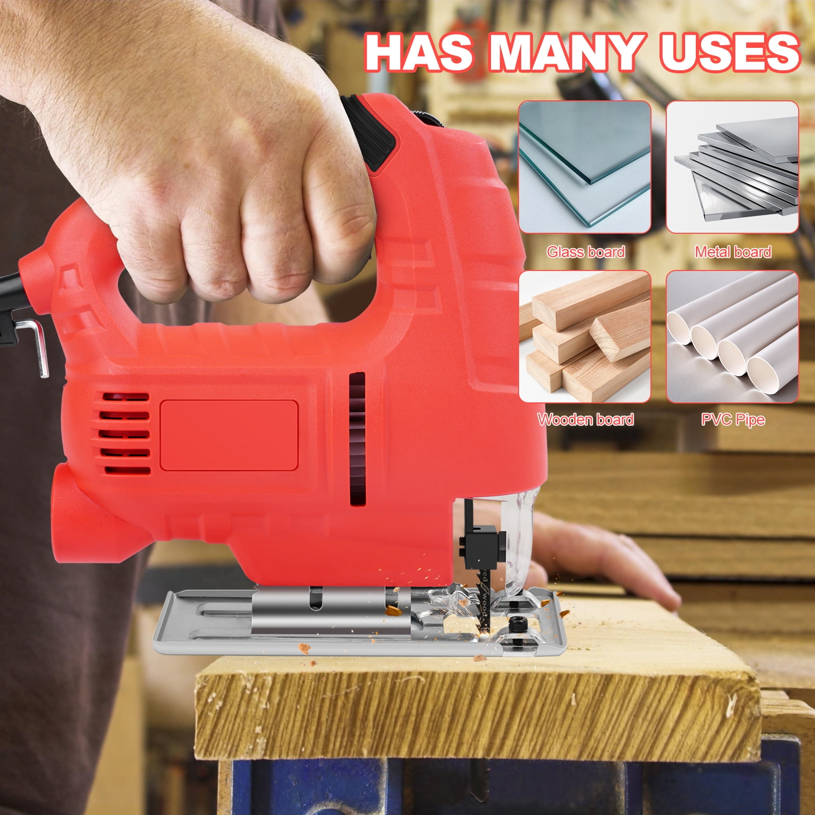 Victool 800W Jig Saw 6 Speed Adjustable Multifunctional Electric Jigsaw Woodworking Power Tool US 110V