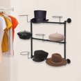 thumbnail image 2 of 3-Tier Wall-Mounted Hat Rack, 23.6" Black Powder-Coated Steel, 9 Adjustable Hooks, Heavy-Duty 22lb Capacity, Space-Saving Organizer for Entryways, Cloakrooms & Retail Displays, 2 of 19