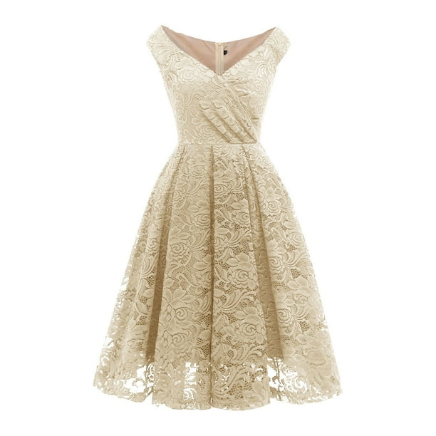 Vestido de fiesta sin mangas de encaje para mujer Vestido de fiesta de cóctel Vestido vintage Fridja hjkh5799