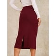 thumbnail image 4 of DARING DIVA Women's Ribbed Knit Stretchy Slit Midi Skirt XS Claret, 4 of 6