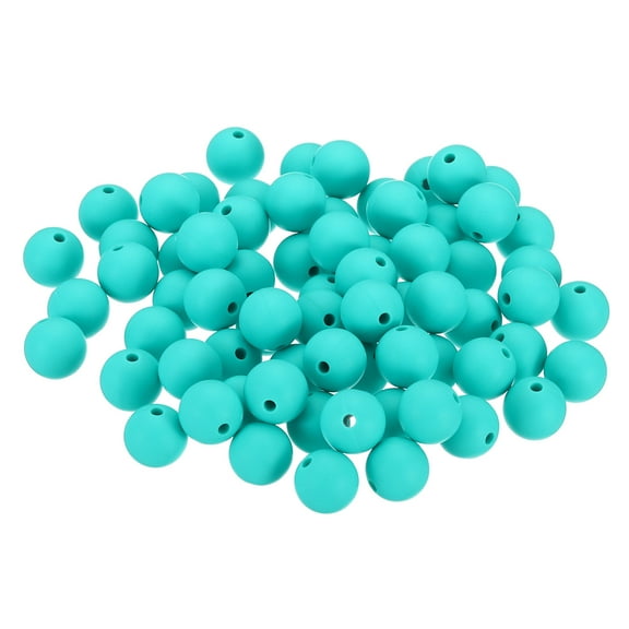 12mm Silicone Beads, 70PCS Silicone Beads Bulk Spacer Beads Focal for Pens Keychain Bracelets, Cyan