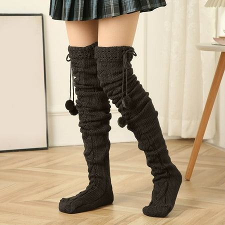 

Women Autumn And Winter Solid Color Knit Over The Knee Stockings