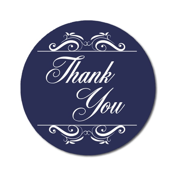 Darling Souvenir Round 1.6 Inches Swirl Border Thank You Navyt Blue Stickers Non Customized Gift-45 Pcs