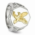 thumbnail image 5 of Stainless Steel Yellow IP-plated With 925 Sterling Silver Eagle Polished Ring Size: 11; for Adults and Teens; for Women and Men, 5 of 7