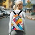thumbnail image 7 of FORMRS Mini Backpack Purse for Women Travel Daypack Casual Shoulder Bag, Colorful Triangles, 7 of 7