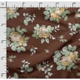 thumbnail image 2 of Soimoi Floral Vintage Printed, Cotton Satin Spandex, Sewing Fabric By The Yard 54 Inch Wide, Decorative Fabric For Dresses And Home Accents, Brown, 2 of 5
