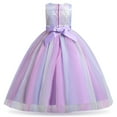 thumbnail image 3 of IBTOM CASTLE Kids Girls Flower Vintage Lace Princess Long Dress Tulle Pageant Formal Party Wedding Floor Dance Evening Gown 6-7 Years Rainbow Purple, 3 of 8