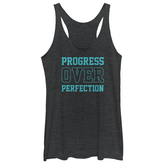 Women's CHIN UP Progress Over Perfection Racerback Tank Top Black Heather Medium