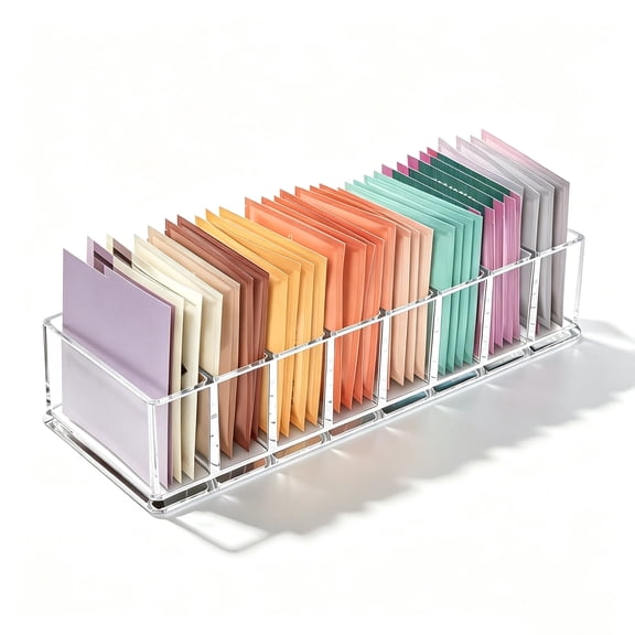 RYLZX Tea Bag Organizer, Clear Acrylic Tea Bag Holder, Tea Packet Storage for Drawer, Pantry, Kitchen, Cabinet, Countertop, 1 Pack