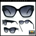 thumbnail image 2 of Womens Star Stud Thick Temple Plastic Horned Cat Eye Fashion Sunglasses Navy - Smoke, 2 of 7