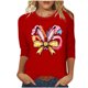 thumbnail image 1 of Camisetas Casuales de las Mujeres Impresas 3/4 Manga Cuello Redondo Blusa, Moda Ligera Superior para el Hogar Y el Uso Diario, Cómoda Imitación de la Tela Del Estante, 1 of 8