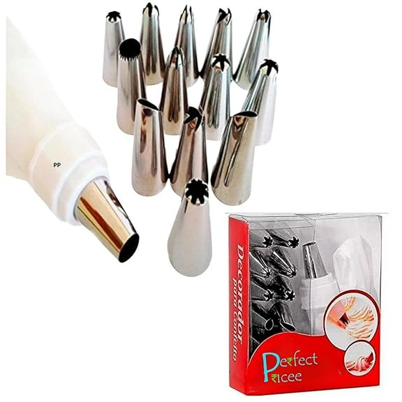 Perfect Pricee 12 Piece Cake Decorating Set Frosting Icing Piping Bag Tips with Steel Nozzles