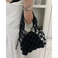 thumbnail image 3 of Bolsos de mano tejidos a mano para mujer, de diseñador, de lujo, estilo retro, con agujeros, de cuerda de crochet, de red tejida, bolsos de mano de malla para playa, pequeños, 3 of 5