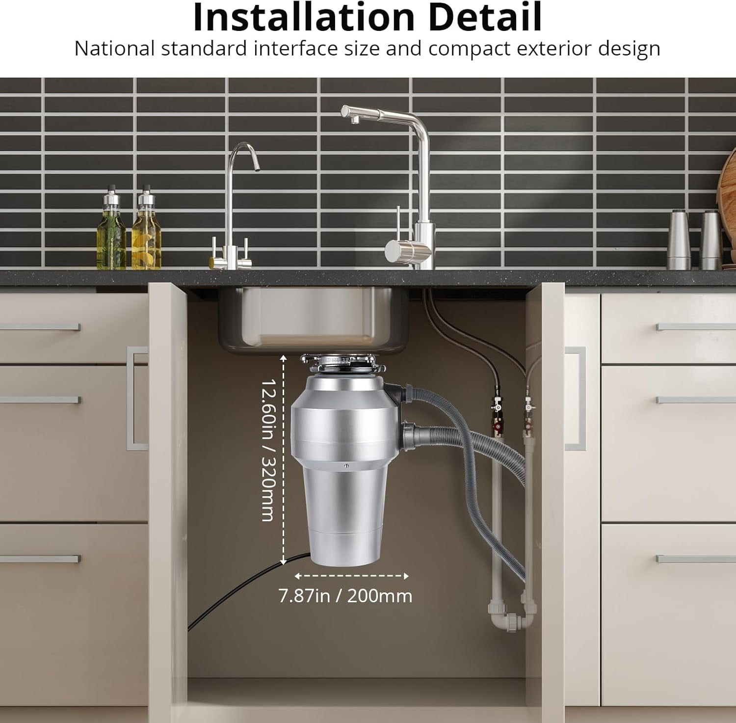 EastVita 3/4HP Garbage Disposal, 560W Food Garbage Disposals, 0.75HP Continuous Feed Food Waste Disposer With 14 Inch Cord, 4200r/Min Food Waste Grinding System