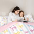 thumbnail image 4 of Feelyou Princess Bow-tie Kids Twin Bedding Sets 7-Piece, Kawaii Love Heart Bedding Comforter Set, Fairy Tale Bowknot Reversible Sheet Sets, Luxury Bedroom Decor, 4 of 8