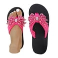 thumbnail image 3 of RotHome Womens Platform Wedge Flip Flops Bow Sandals Rhinestone Bling Thong Open Toe Summer Beach Boho Dressy Casual Shoes Sandals Women Dressy Wedding Flats, 3 of 7
