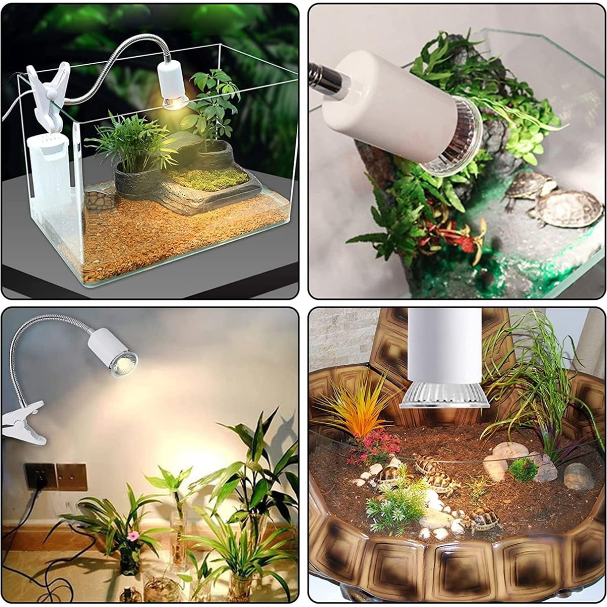 Reptile UVA UVB lamp with Clip-on Bulb Lamp Holder Kit Turtle Basking UV Heating Lamp Bulb Set Tortoises Lizards Light Lighting