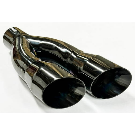 Wesdon Automotive Dual Slant Exhaust Tip, 3" Inlet, 4" Outlet, 16" Long, Black Chrome, 304 Stainless Steel
