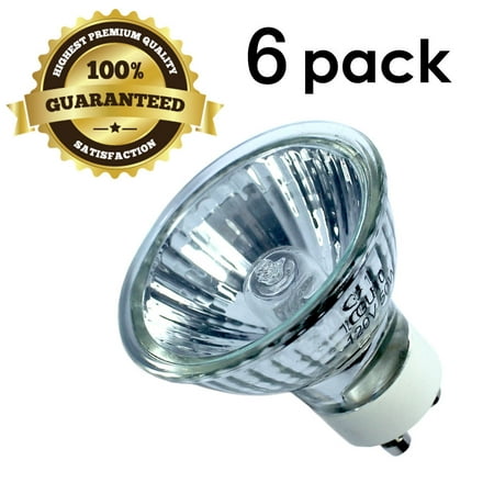 [6pk] GU10 50W 120V Bulb Halogen Flood Light Bulb Dimmable w/ Cover Glass, (Best Dimmable Cfl Flood Lights)