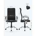 thumbnail image 3 of SONGMICS Silla de Oficina, Giratoria Ergonómica, Escritorio, Altura Ajustable e Inclinable, Asiento Tapizado, Carga de 120 kg, Negro Tinta, 3 of 5