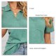 thumbnail image 5 of Camiseta de Mujer Color Puro Solapa Manga Corta Cuello en V Casual Verano para Oficina en casa Compras Actividades al Aire Libre, 5 of 6