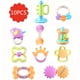 thumbnail image 4 of 10pcs Baby Teether, Baby Molar, Rattle, Hand Grab Ball Toy, Gnawing Teether, Infant And Toddler Educational Toy, Newborn Gift (Random Color Matching), 4 of 4