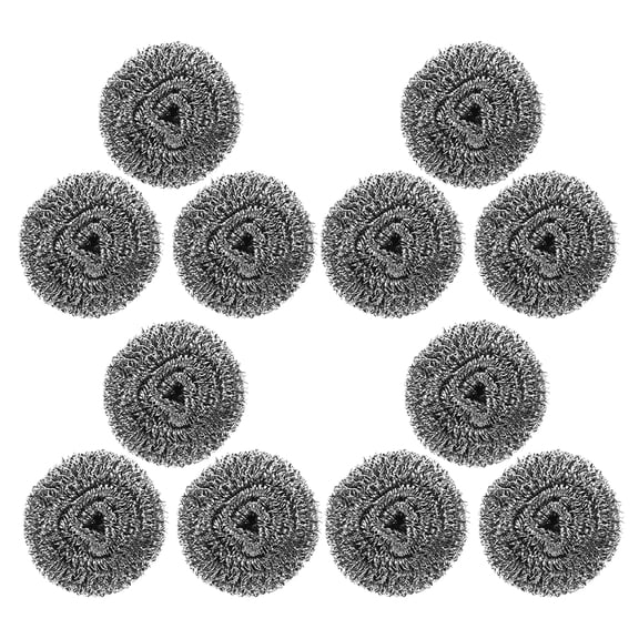 FONDOTIN Steel Wire Dish Scrub Brushes, Silver, Ideal for Pots, Ovens, Grills, Home Use, 12Pcs