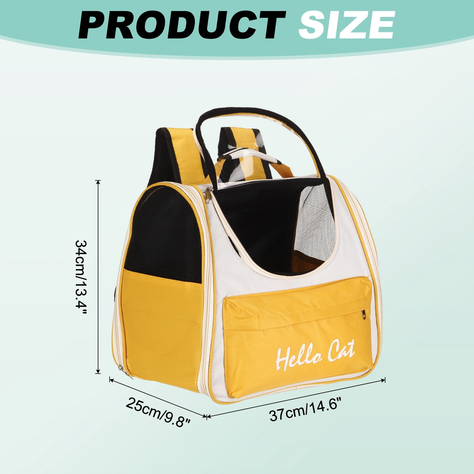 Uxcell Cat Backpack Carrier, Large Space Ventilated Mesh Design for Cats or Small Dogs (Yellow, 14.6"x9.8"x13.4")