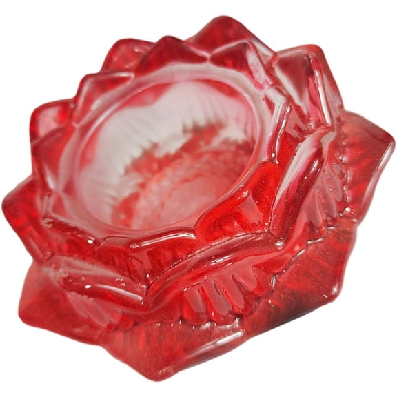 Red Glass Lotus Flower Candle Holder Lotus Shape Tea Light for Home Decor