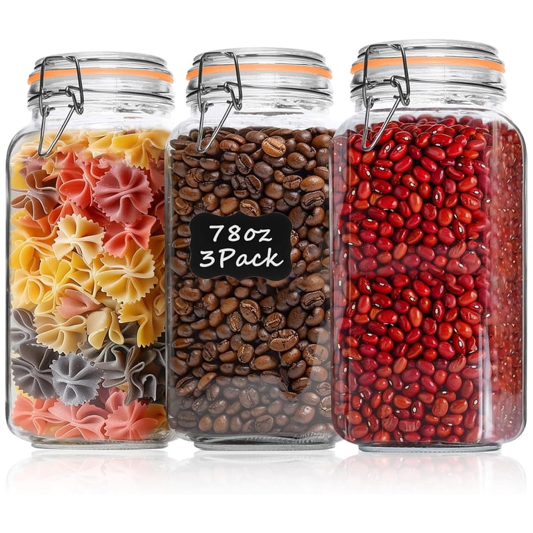 Foukus 3-Pack 78oz Glass Food Storage Jars Airtight photo 1