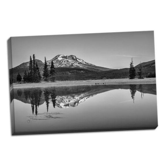 Gango Home Decor Contemporary Sparks Lake Morning BW by Stan Hellmann (Ready to Hang); One 24x16in Hand-Stretched Canvas