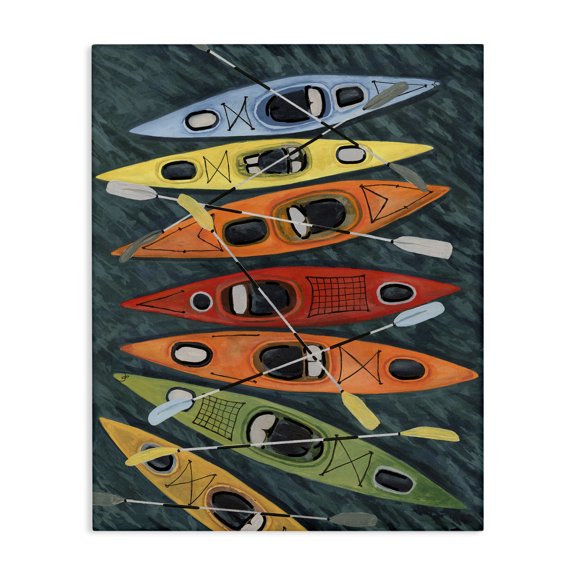 Stupell Industries Rustic Lodge Rainbow Hue Kayaks Canvas Art, 16 x 20, by Michael Willett