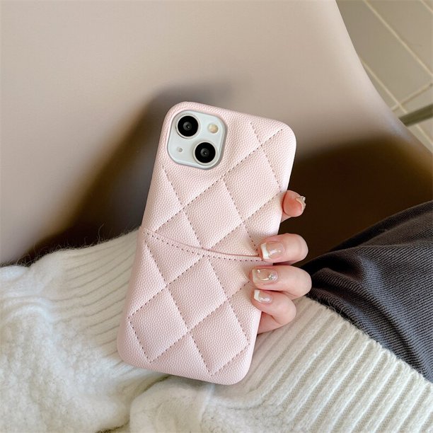 Estuche de cuero a prueba de golpes con patrón de rombos de lujo para iPhone 14 11 12 13 Pro Max, lindo tarjetero de moda zhangyuxiang LED