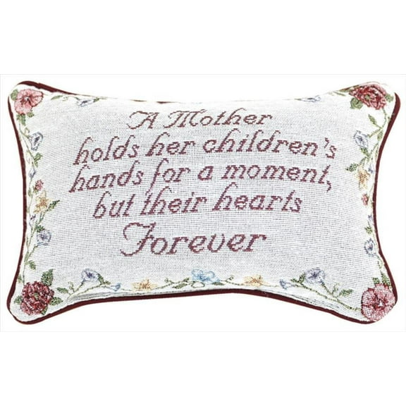 Manual 12.5 x 8.5-Inch Decorative Embroidered Word Pillow, A Mother Holds Her Children