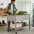 thumbnail image 3 of Best Choice Products Raised Garden Bed 48x24x32in Mobile Elevated Planter w/ Wheel Locks, Shelf, Liner - Gray, 3 of 8
