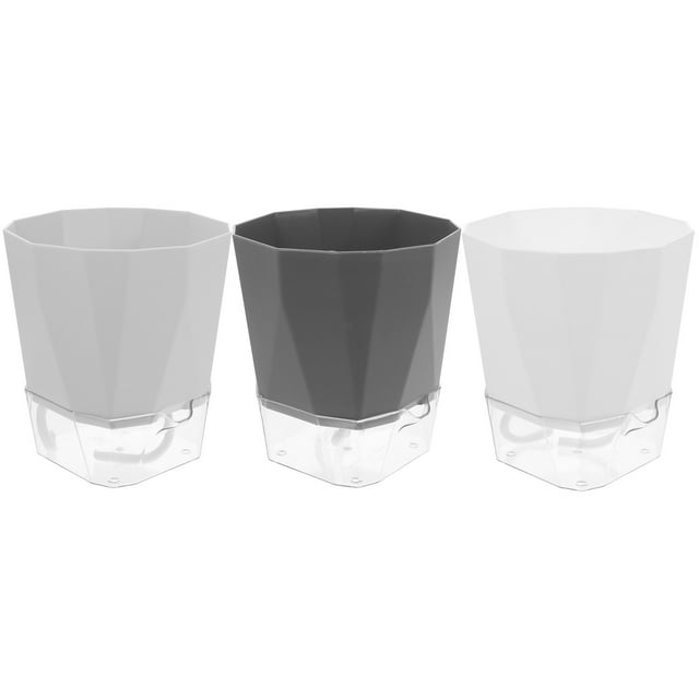 Ensemble de 3 Pots de Fleurs Auto-Arrosants 4,72x4,72x5,11 Po Forme Carrée pour Usage Intérieur et Extérieur