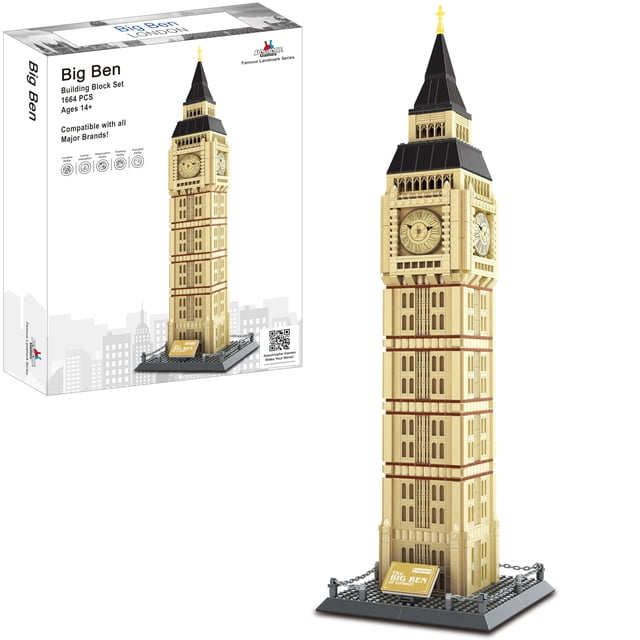 Apostrophe Games Big Ben Building Block Set (1,664 Pieces) London's Big Ben Clock Tower Famous Landmark Series - Architecture Model for Kids and Adults