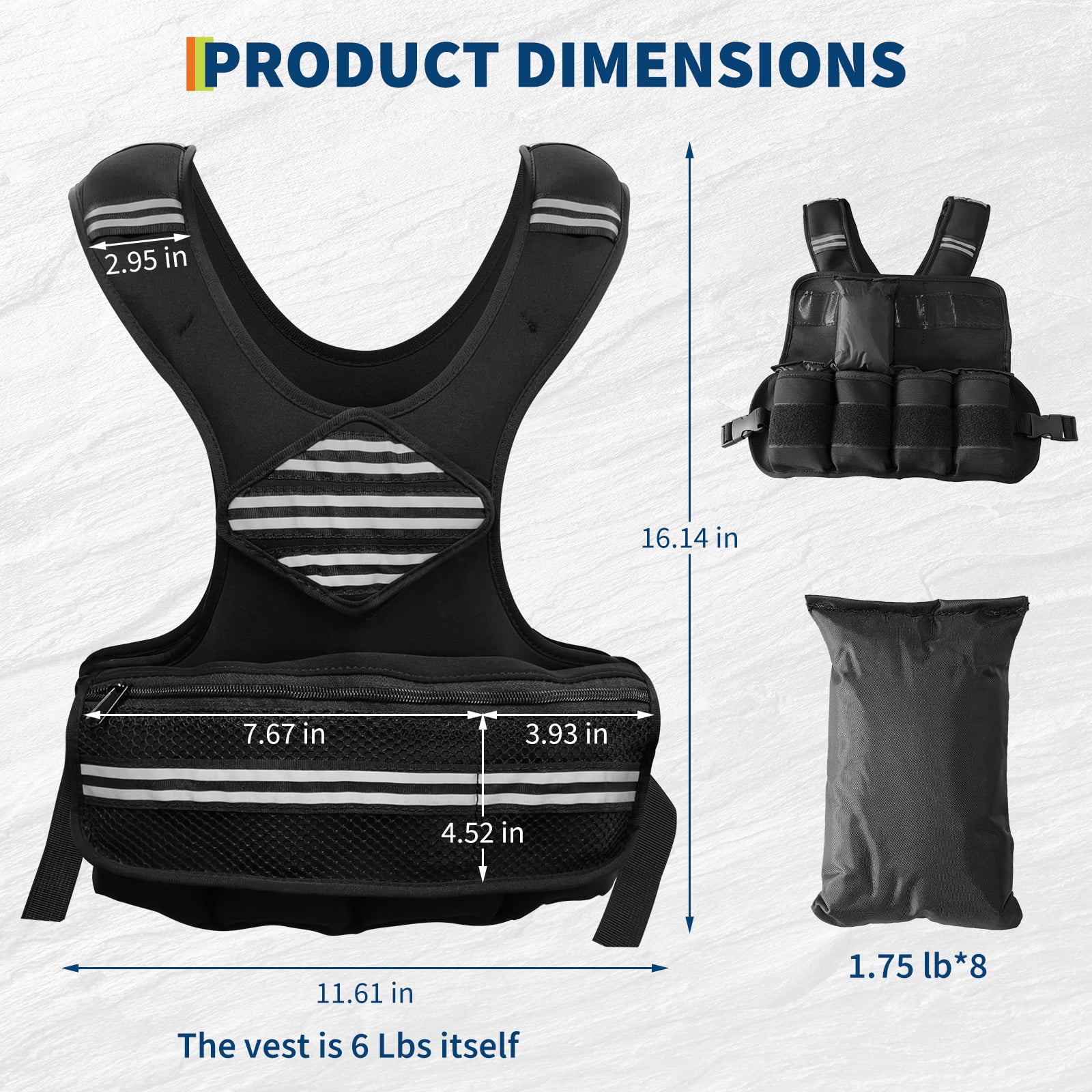 Roromall Adjustable Weight Vest, Men & Women Neoprene Workout Vest for Running, Walking, Gym Training – Reflective Strips & Pockets for Phone/Key