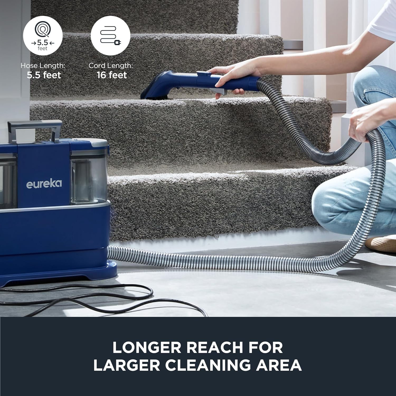 Eureka Carpet and Upholstery Cleaner, Portable, Spot Cleaner for Pets, Large Water Tank, Blue