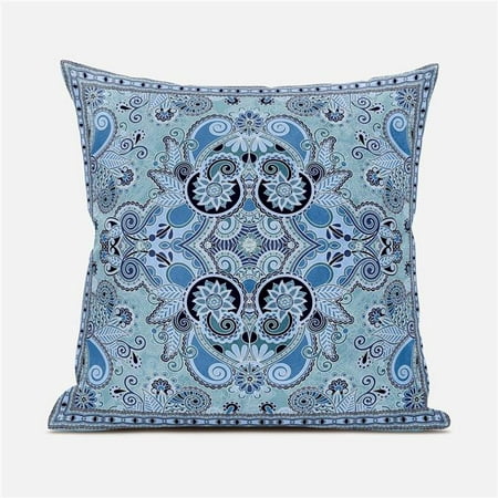 

Amrita Sen Designs CAPL1013FSDS-BL-20x20 20 x 20 in. Floral Paisley Suede Blown & Closed Pillow - Sky Blue Grey & Indigo