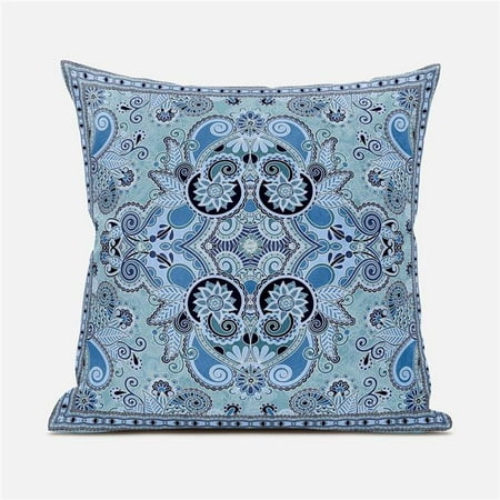 

Amrita Sen Designs CAPL1013FSDS-ZP-16x16 16 x 16 in. Floral Paisley Suede Zippered Pillow with Insert - Sky Blue Grey & Indigo